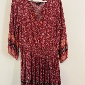 American Eagle Red Floral V-Neck Dress